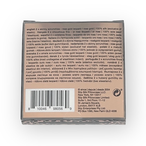 new Slip 𖦹 Bombshell Skinny Silk 2 Scrunchie Set 𖦹 Rose Gold Leopard 𖦹 Gift - Picture 7 of 16